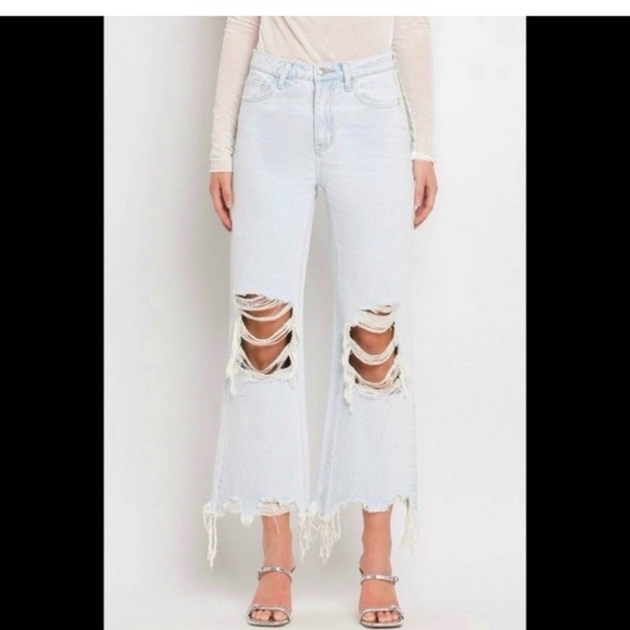VERVET Ripped Crop Flare Jeans - Picture 7 of 12